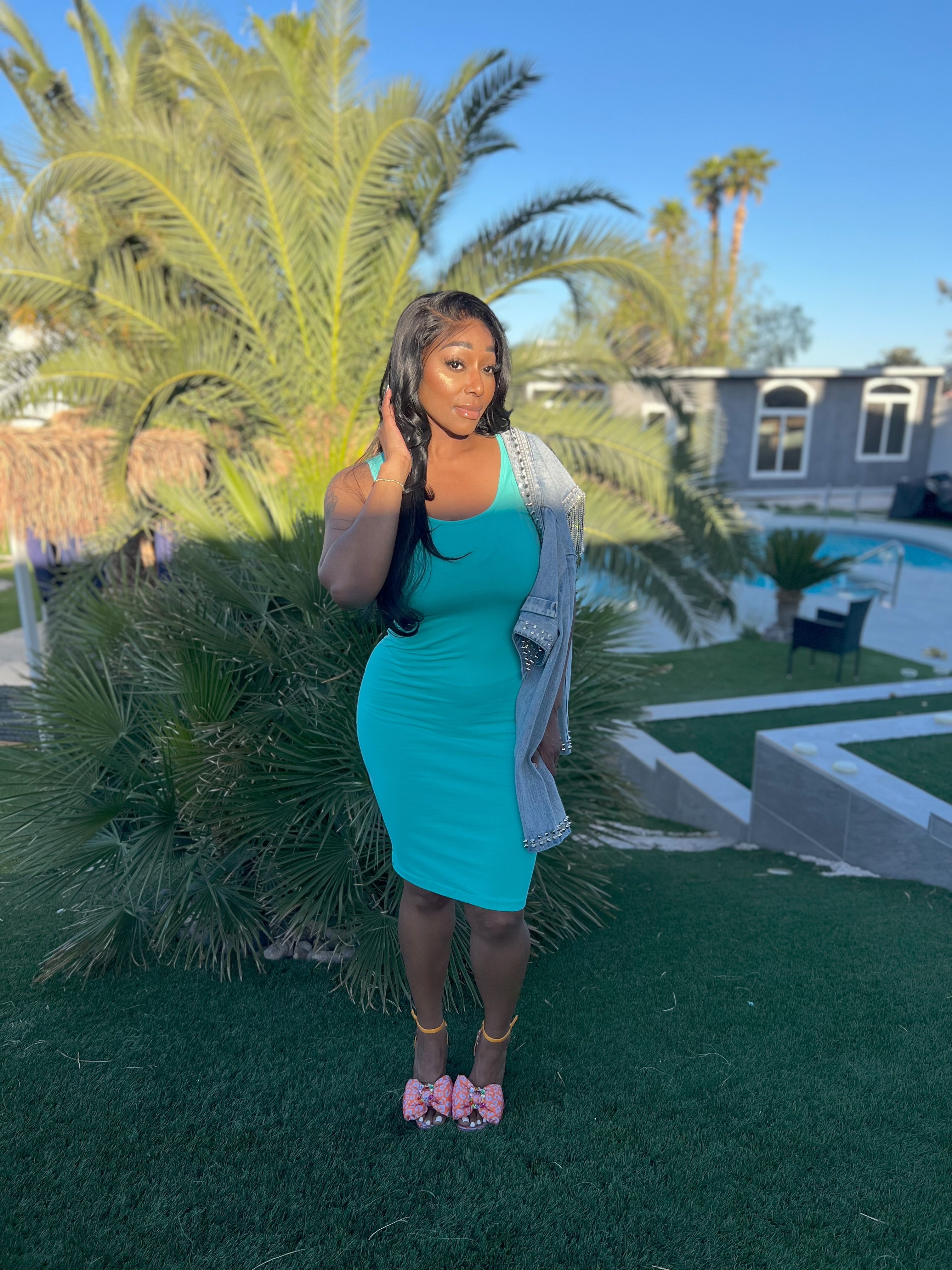 TANK MIDI DRESS (AQUA)