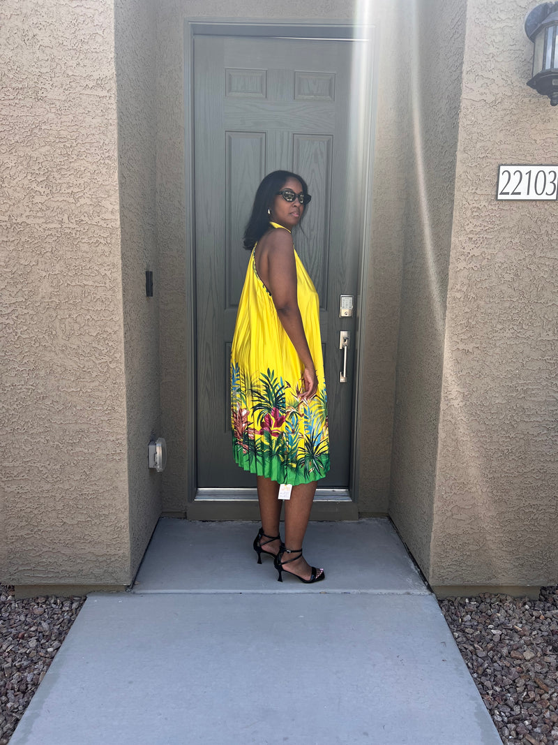 Tropical Sunshine Halter Dress