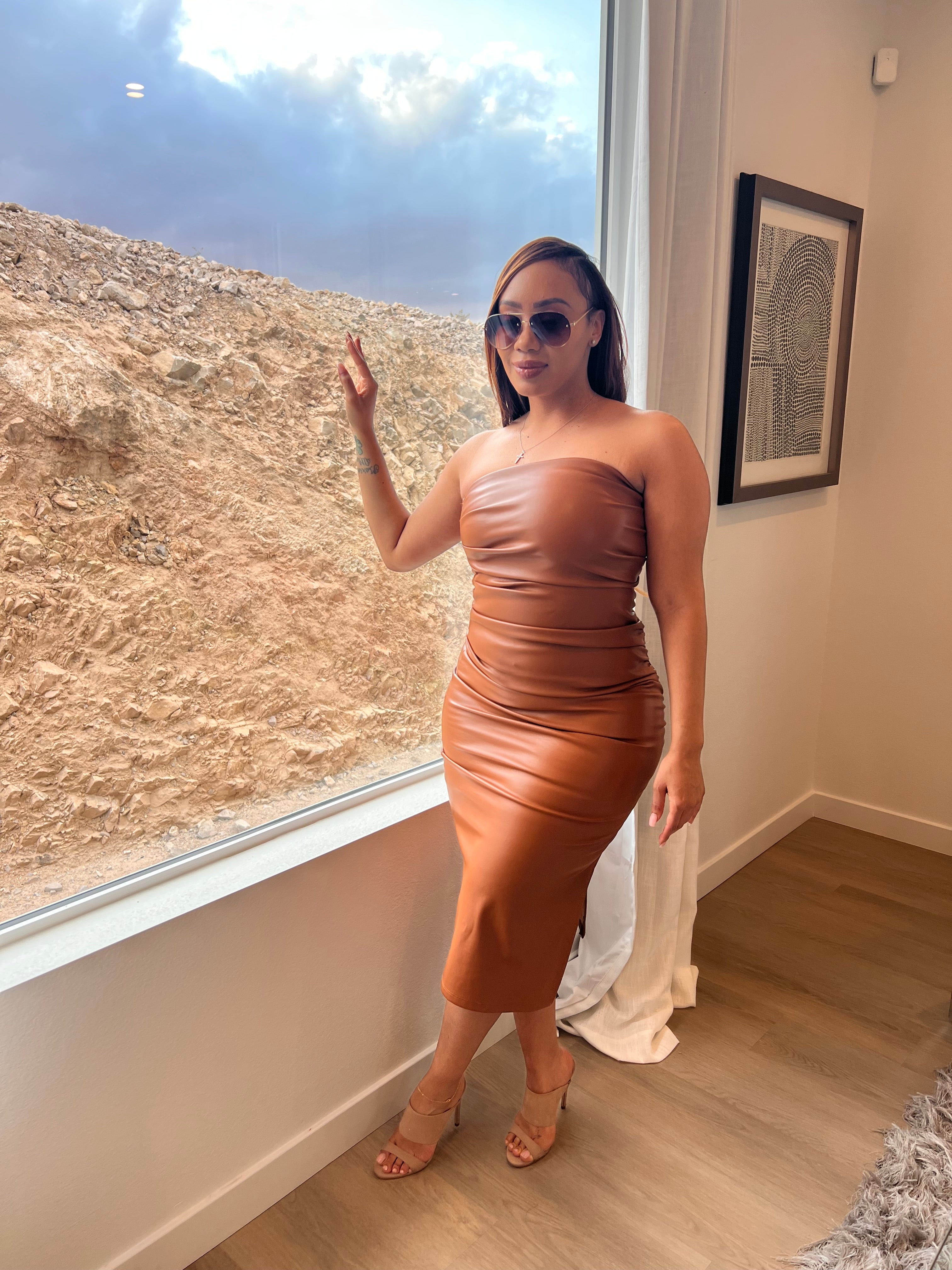 Luxe Noir Ruched Tube Dress