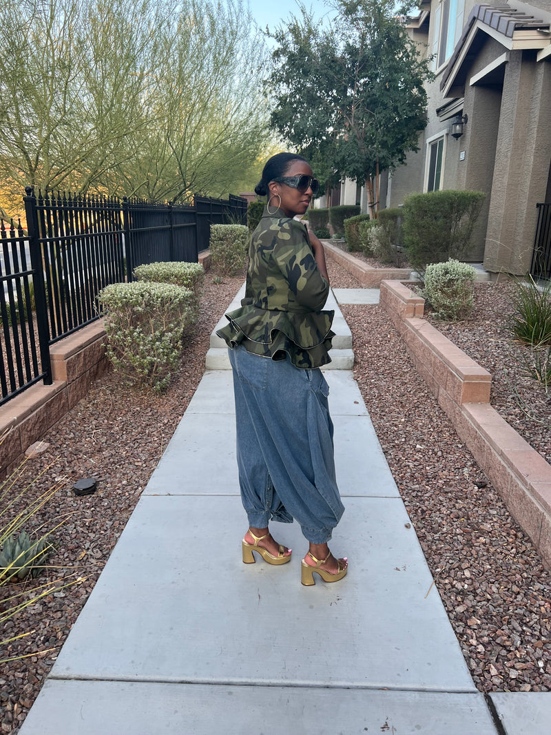 Command & Chic Camo Peplum Jacket
