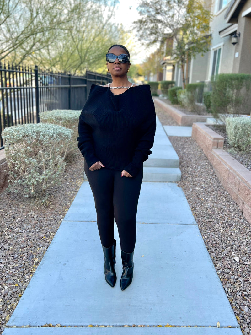 Ribbed Statement Sweater (Black)