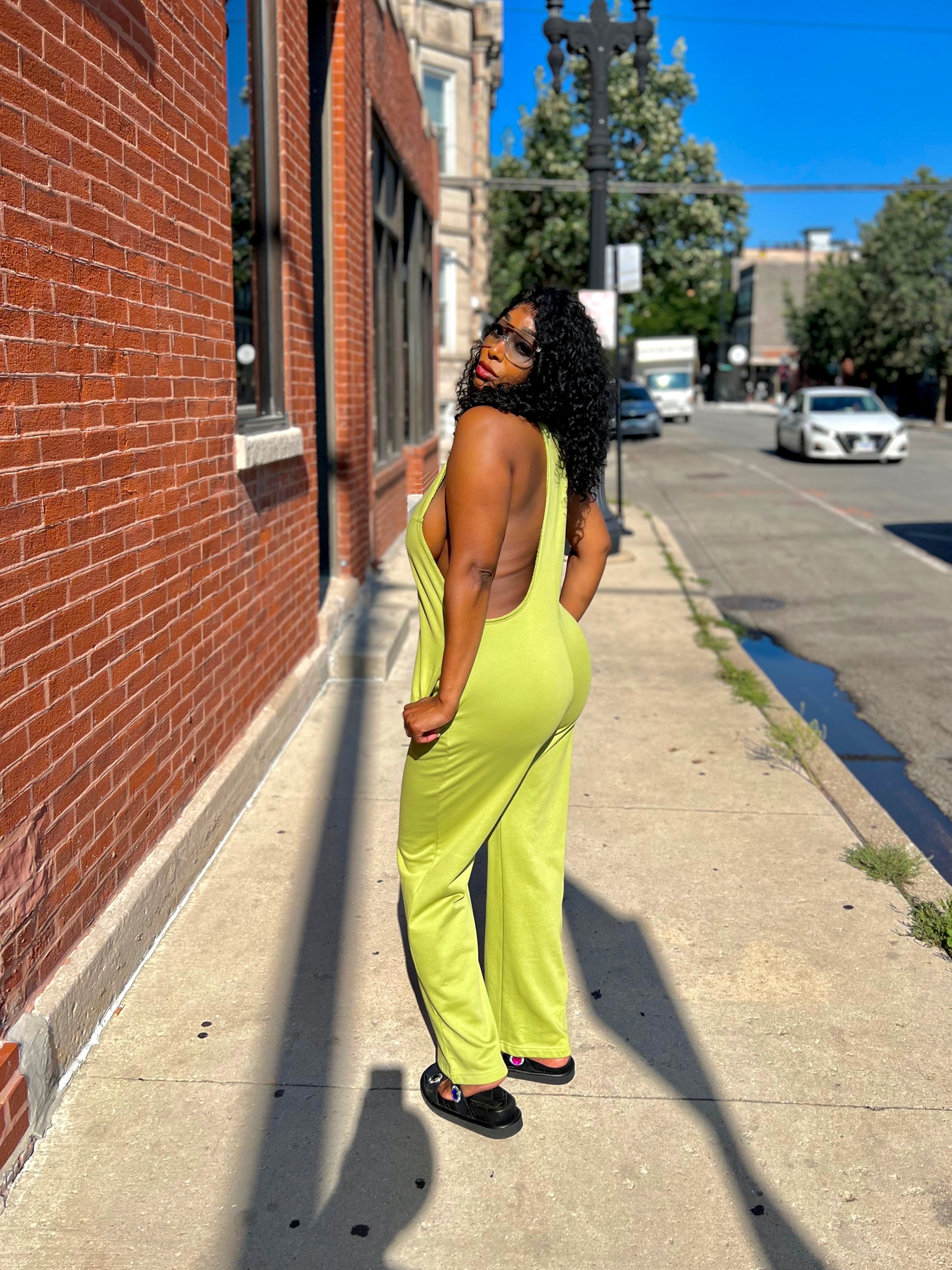 Vibrant Lime-Green Jumpsuit