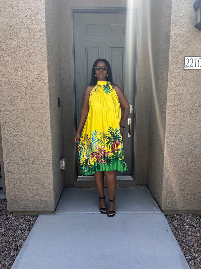 Tropical Sunshine Halter Dress