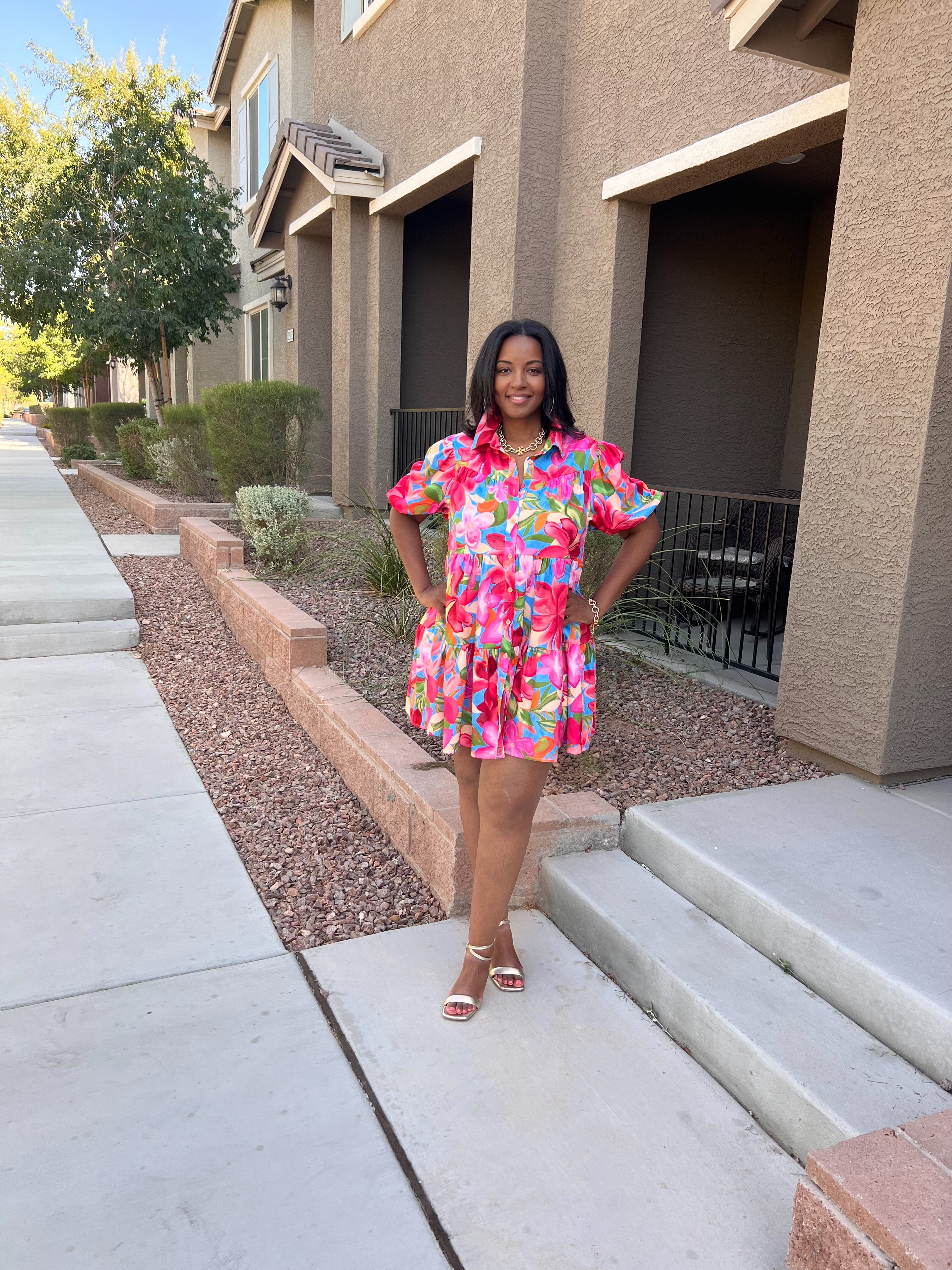 Sunset Garden Shirt Dress