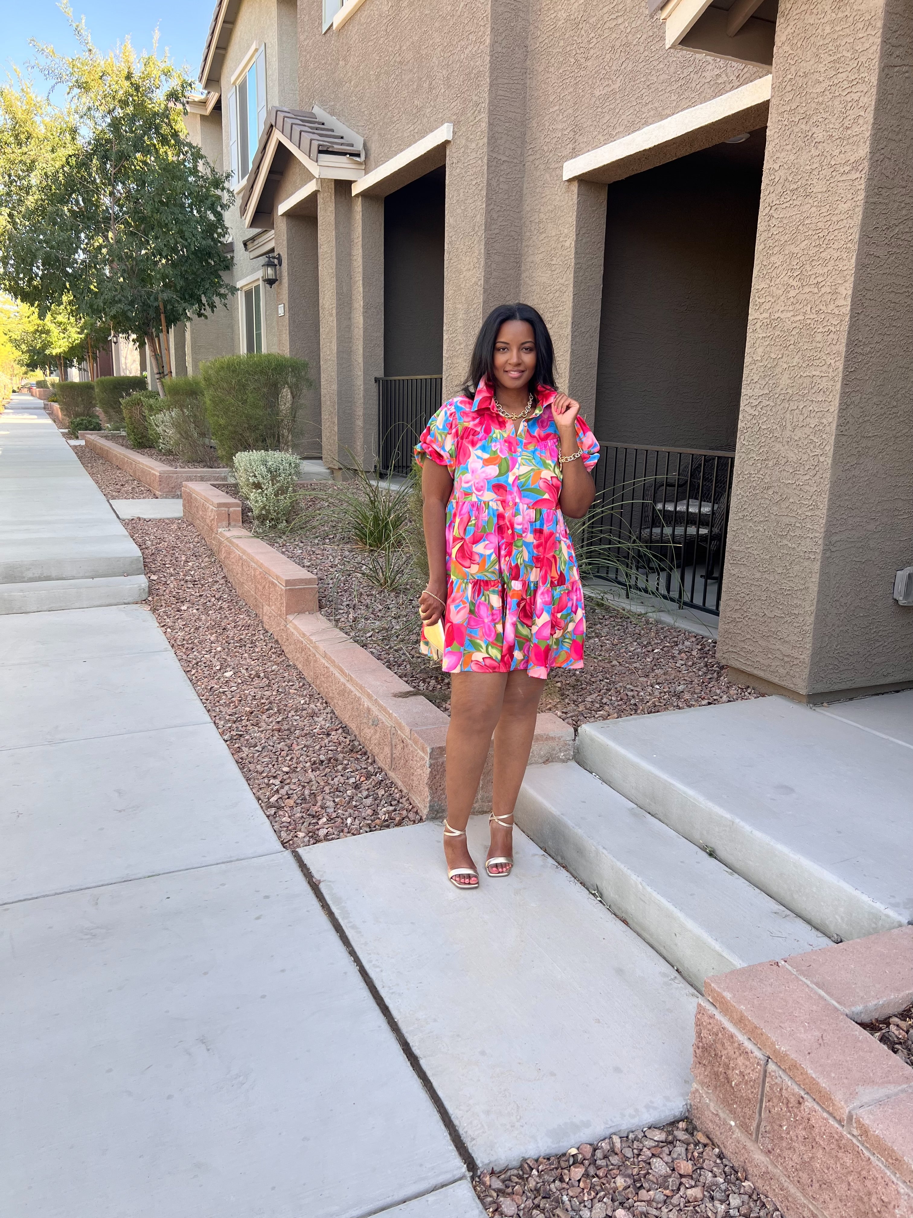 Sunset Garden Shirt Dress