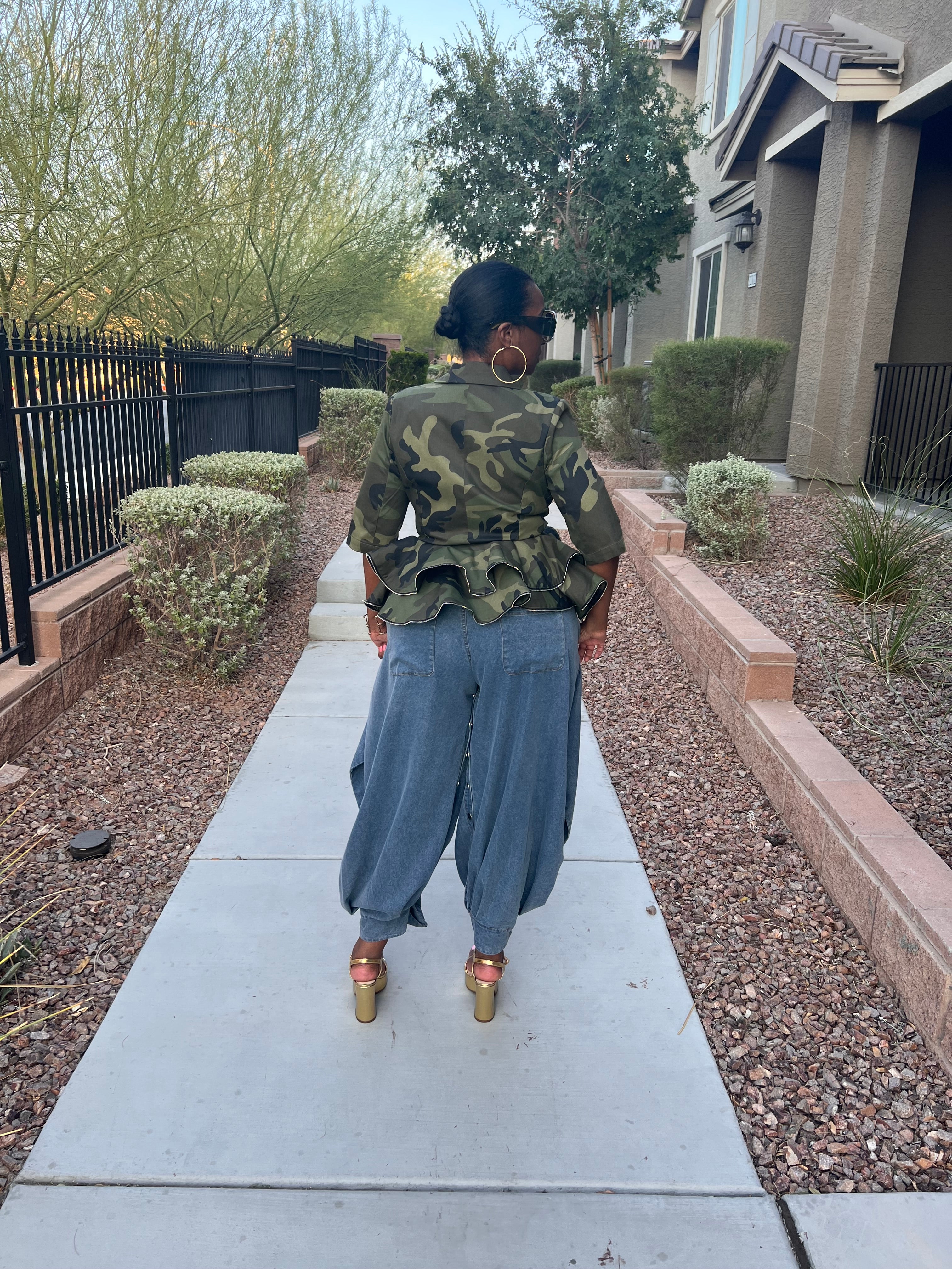 Command & Chic Camo Peplum Jacket