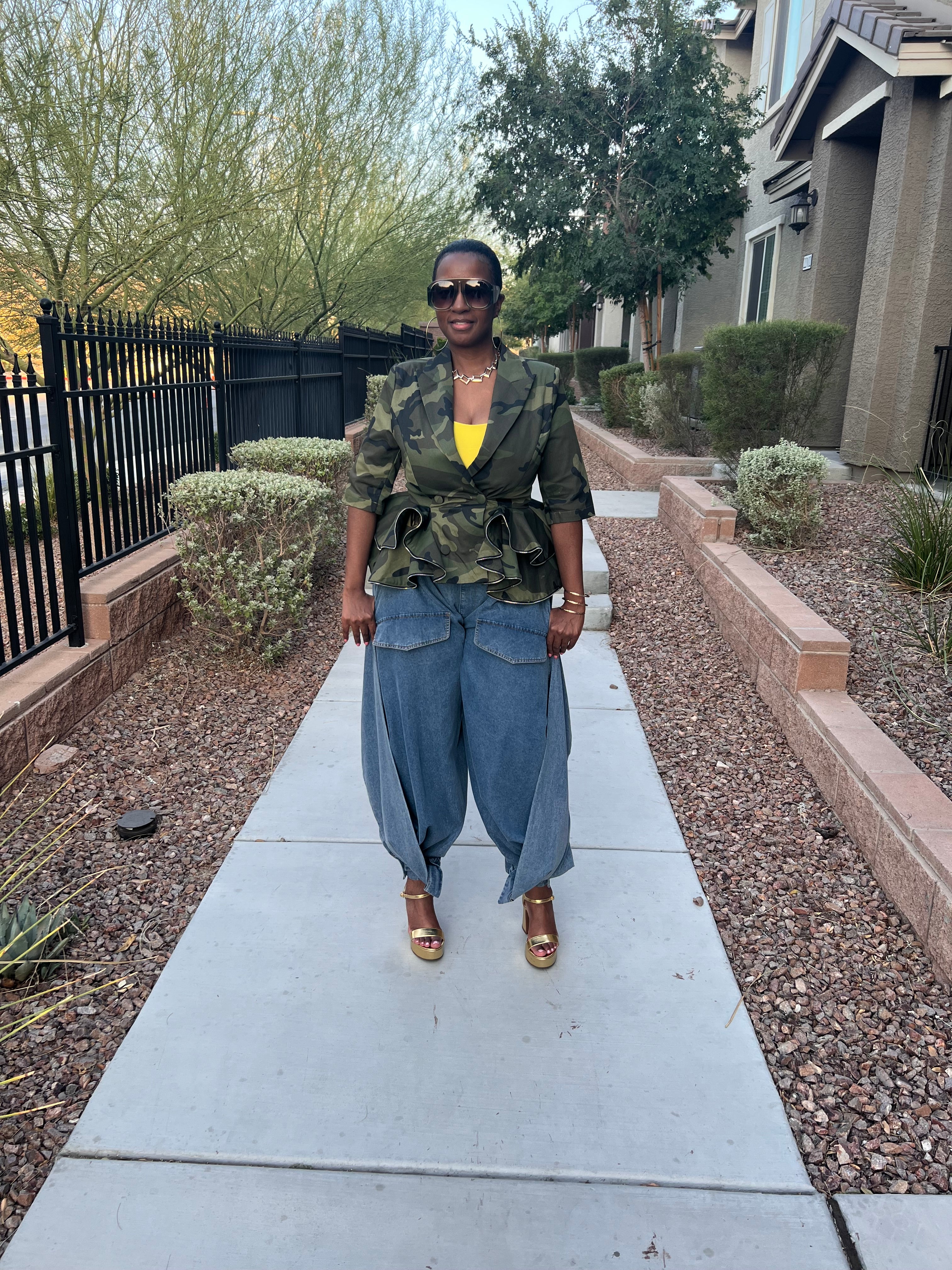 Command & Chic Camo Peplum Jacket