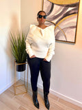 Ribbed Statement Sweater (White)