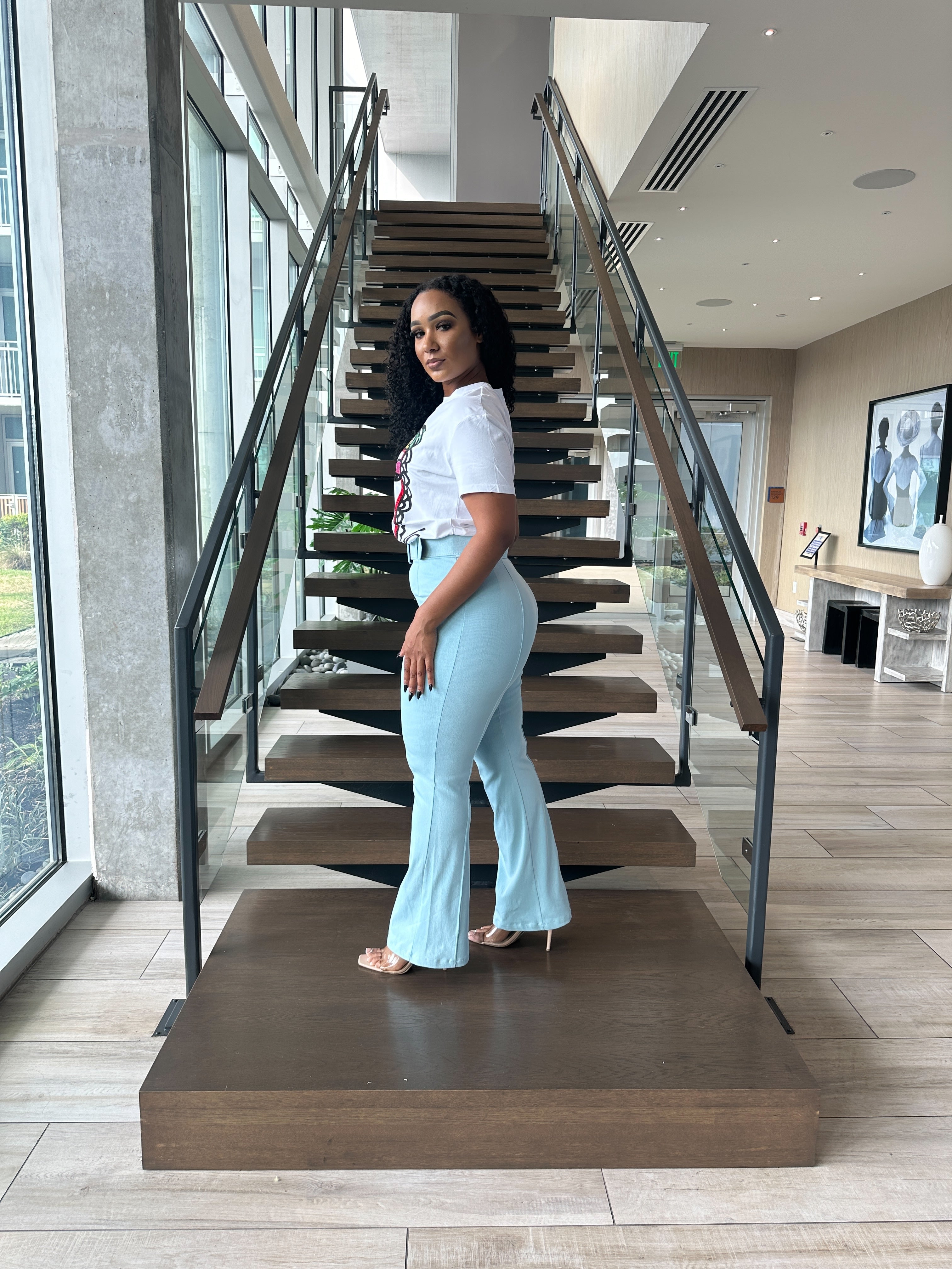 Sky Blue Flared Pants