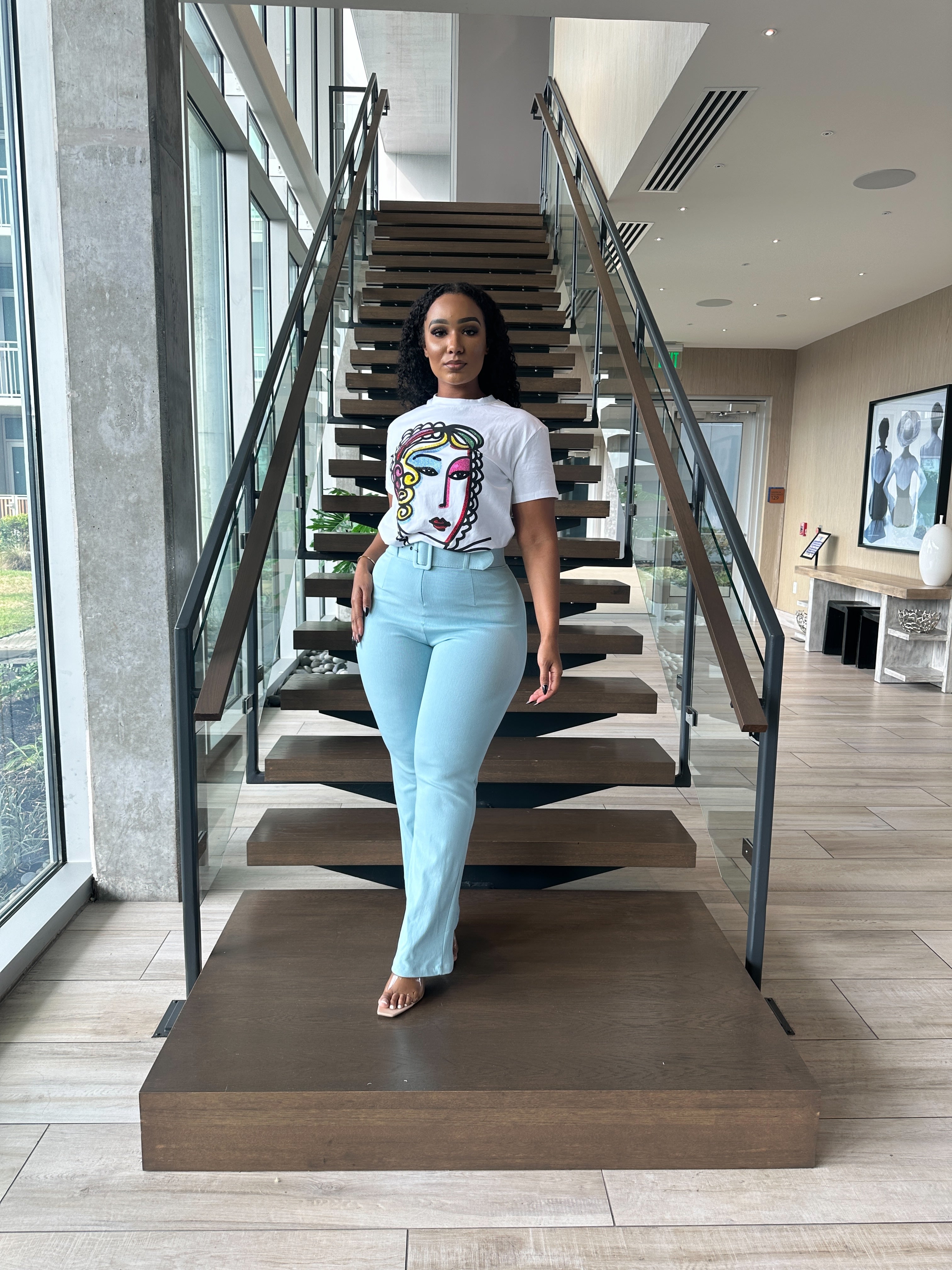 Sky Blue Flared Pants