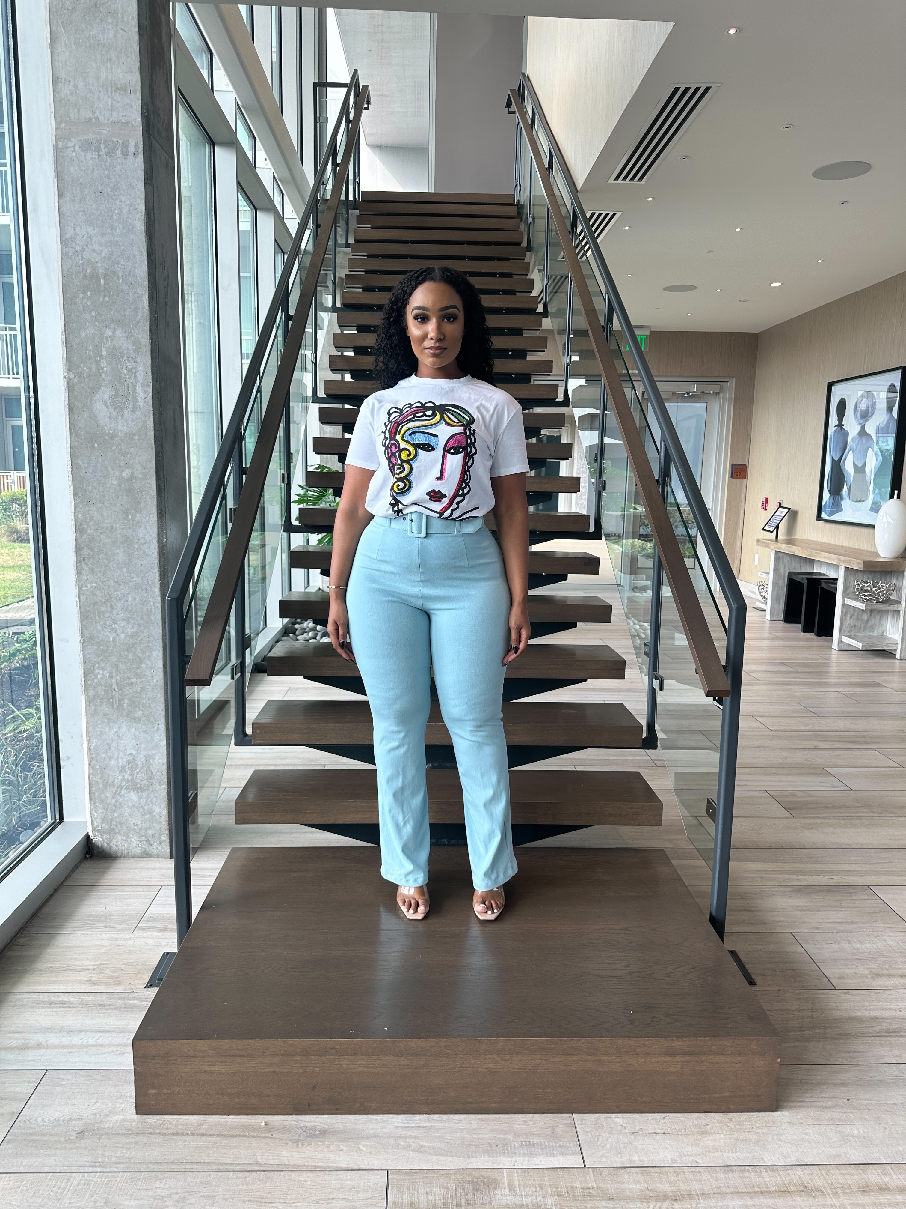 Sky Blue Flared Pants