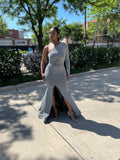 DRAPED IN SHIMMERS DRESS (TITANIUM)