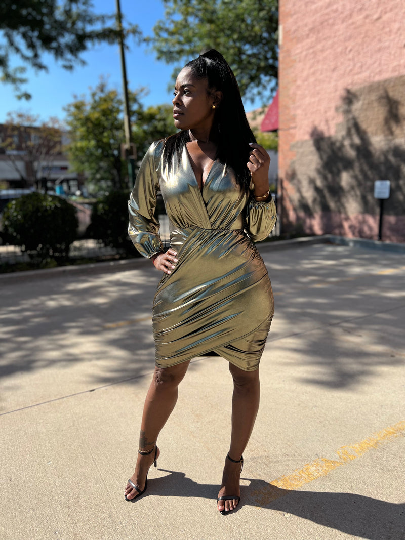 MIDNIGHT SPARKLE MIDI DRESS (GOLD)