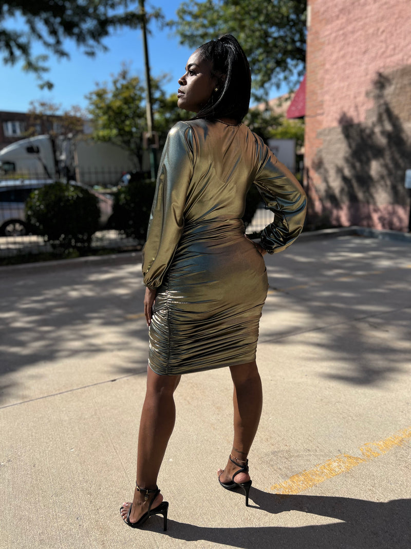 MIDNIGHT SPARKLE MIDI DRESS (GOLD)