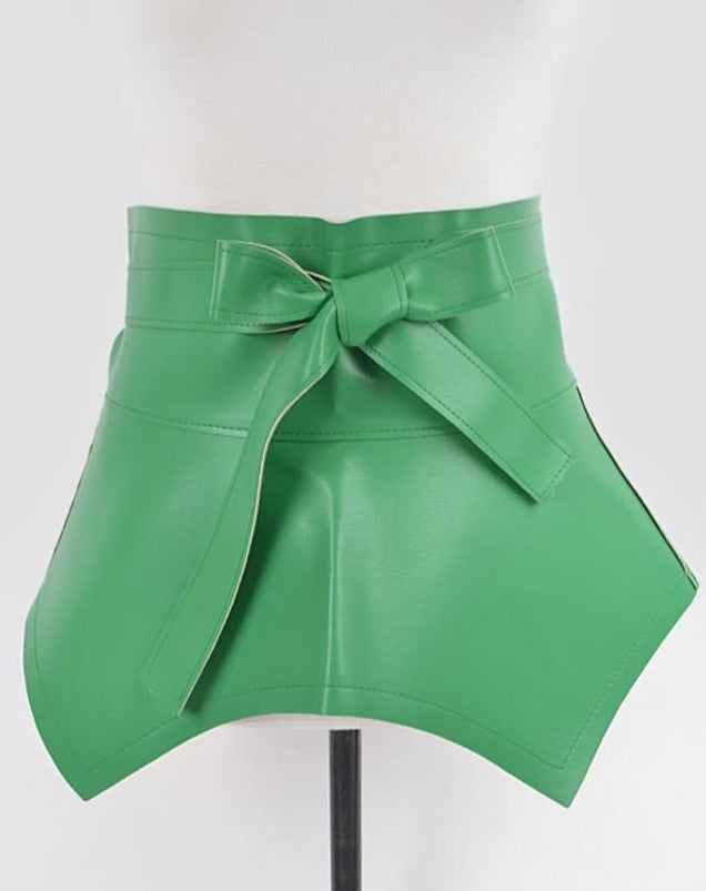 FAUX LEATHER SKIRT BELT (GREEN)