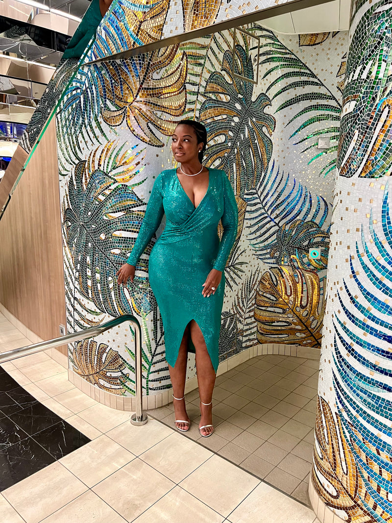 SEQUIN PARTY DRESS (Turquoise)