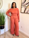 Rust off-shoulder Jumpsuit