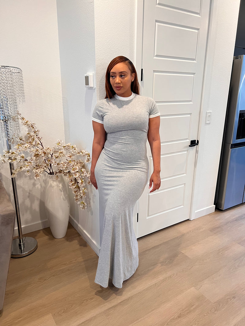 Slate Allure Ribbed Dress