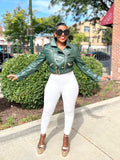 GREEN ENVY FAUX LEATHER JACKET