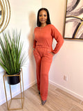 Rust off-shoulder Jumpsuit