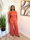 Rust off-shoulder Jumpsuit