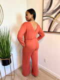 Rust off-shoulder Jumpsuit