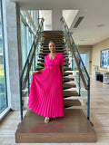 Hot Pink Pleats Dress