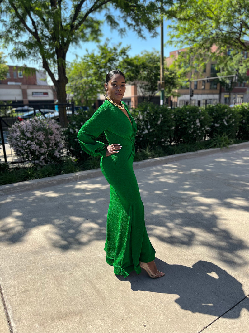 DRAMATIC ELEGANCE DRESS (GREEN)