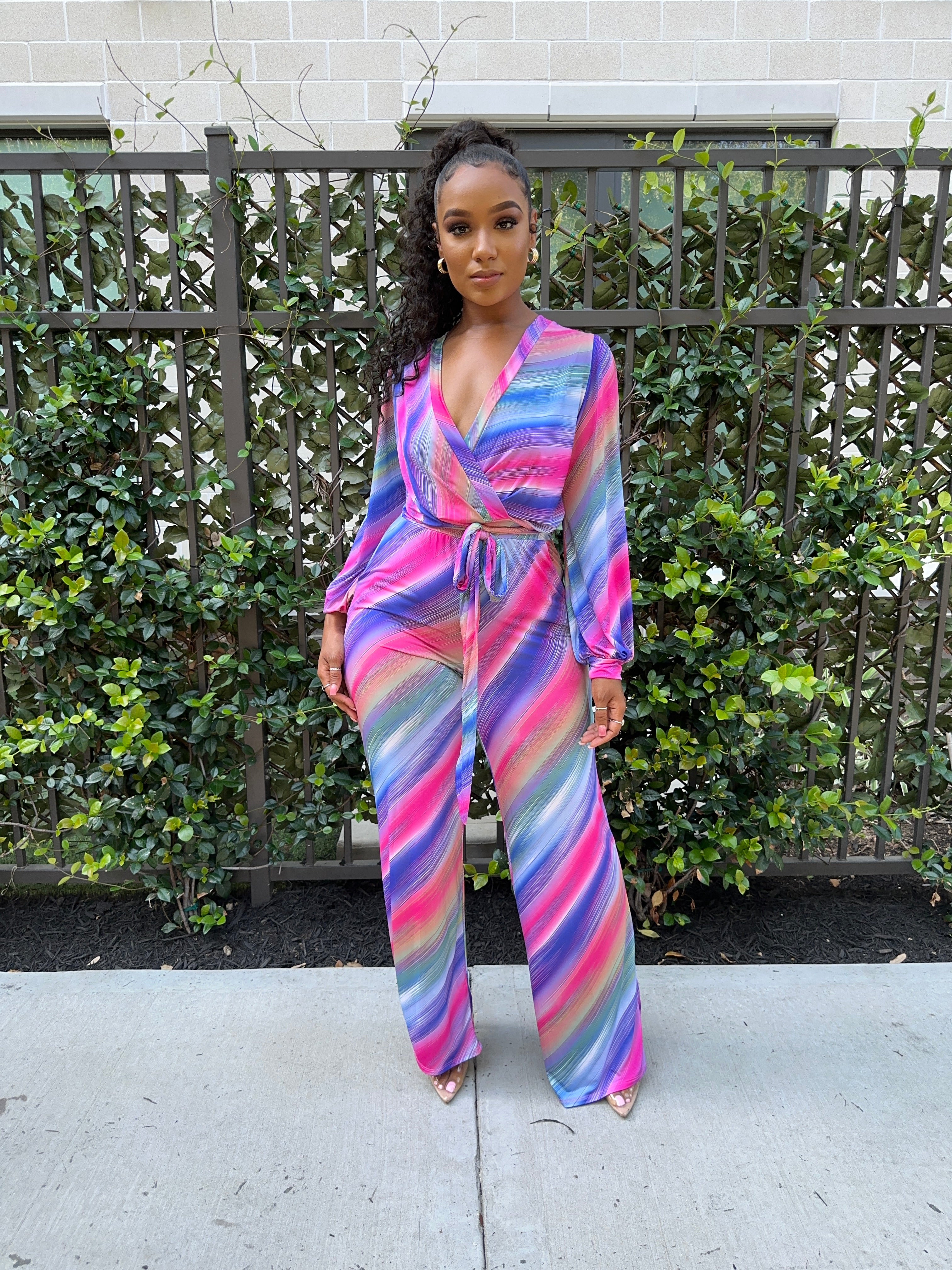 WRAPPED IN STRIPES JUMPSUIT (MULTI)