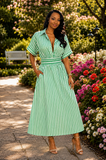 The Garden Stroll Striped Midi Dress” 🌿