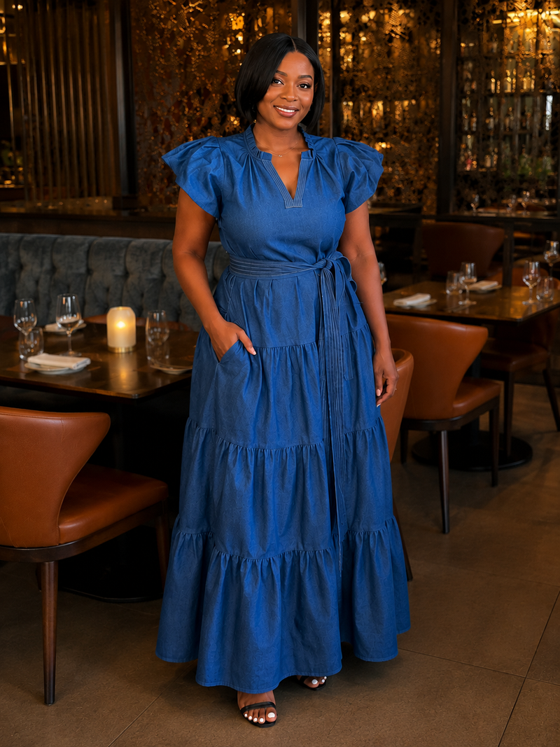 Royal Denim Dress