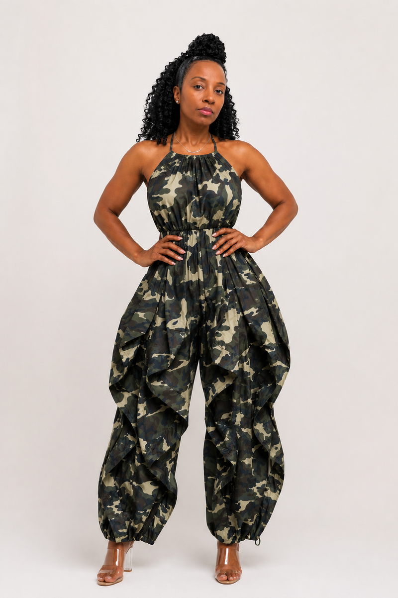 Camo Unapologetic Ruffle Jumpsuit